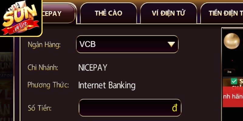 Nạp rút tiền Sunwin qua chuyển khoản ngân hàng